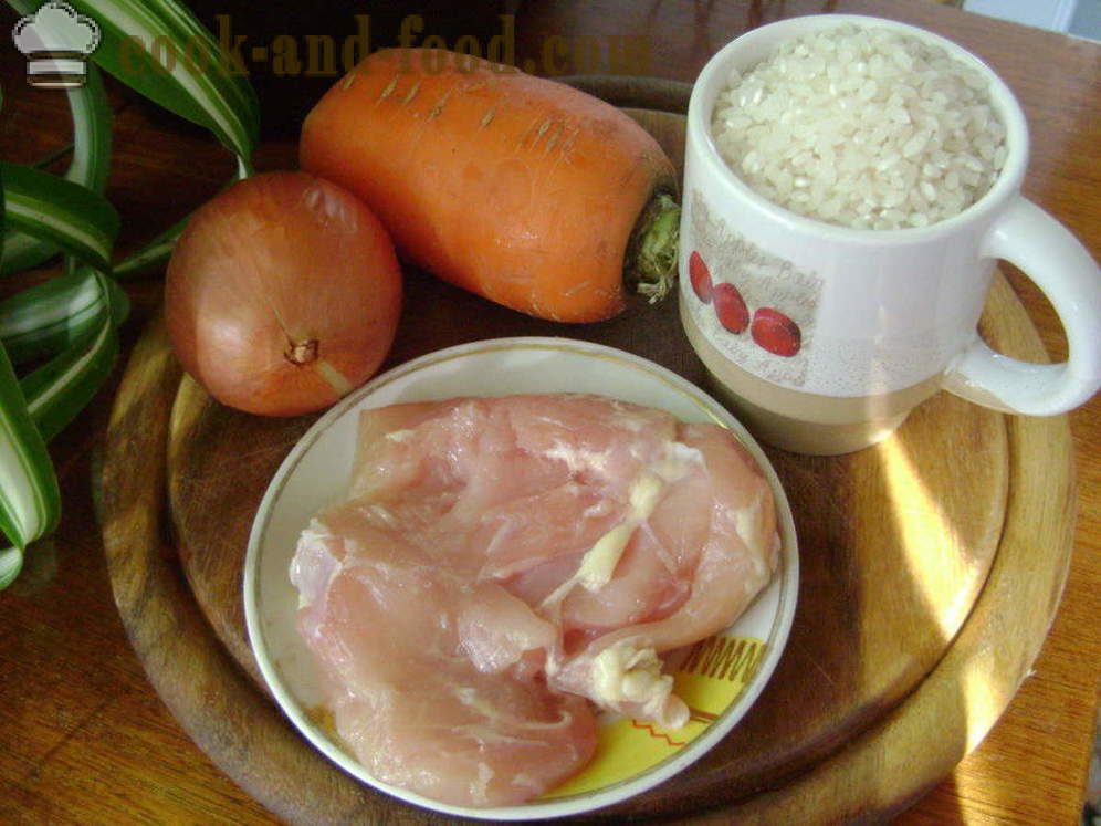Pilaff med kyckling i en kastrull - hur man lagar risotto med kyckling, en steg för steg recept foton