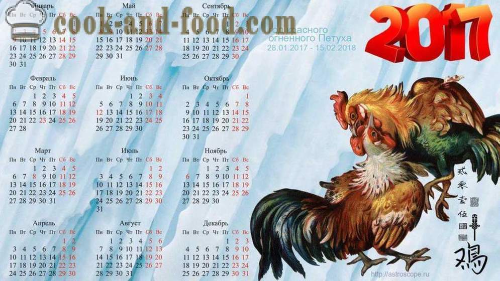 Kalender för 2017 Tuppens år: ladda ner gratis julkalender med tuppar
