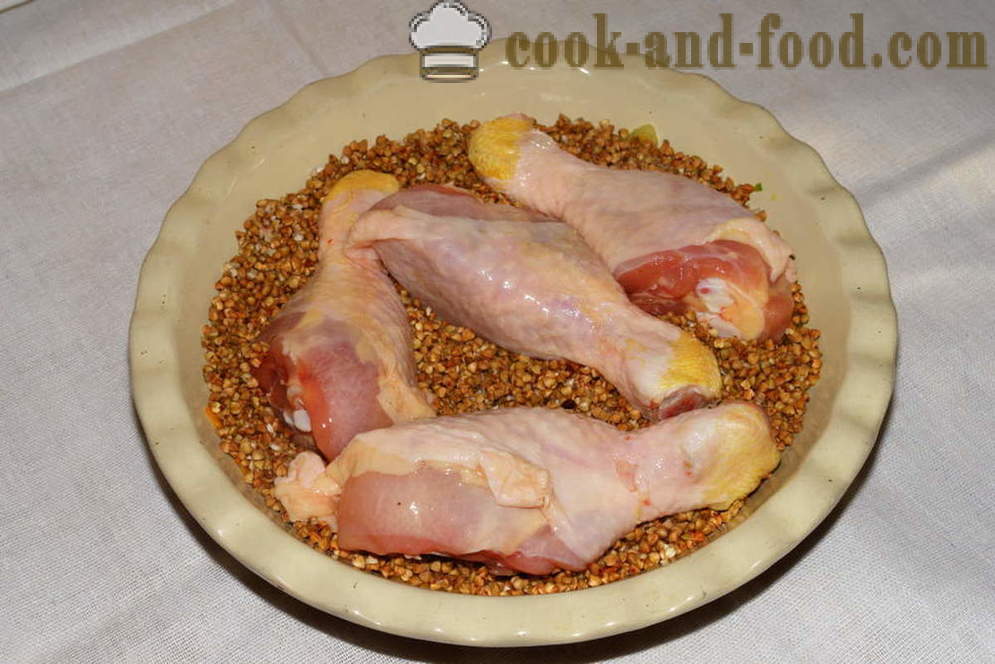 Bovete bakad kyckling i ugnen - hur man lagar kyckling med bovete i ugnen, med en steg för steg recept foton