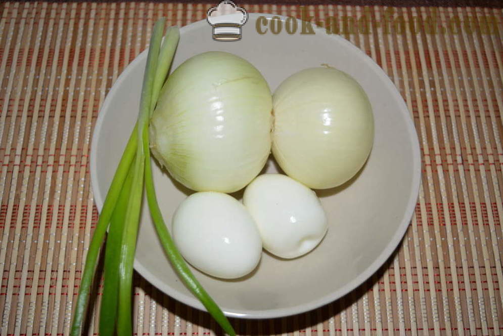 Löksallad av lök med ägg och majonnäs - hur man lagar lök sallad, en steg för steg recept foton