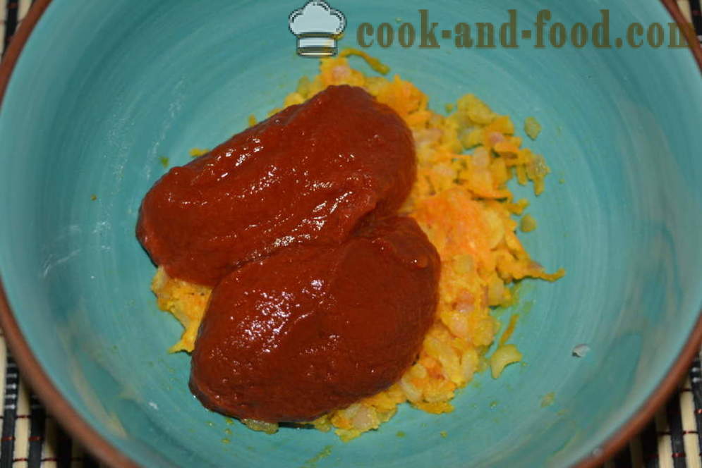 Quick-sås sås med tomatpuré i en mikrovågsugn - hur man lagar tomatsås, sås i en mikrovågsugn, ett steg för steg recept foton