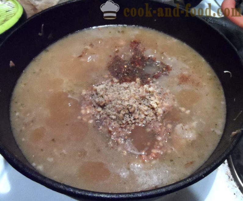 Kharcho soppa med ris - hur man lagar soppa grub hemma, steg för steg recept foton