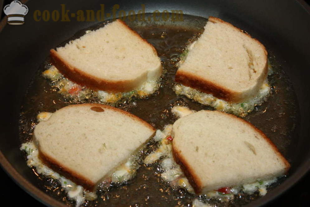 Varma smörgåsar med ost och ägg - hur man gör varma smörgåsar i pannan, en steg för steg recept foton