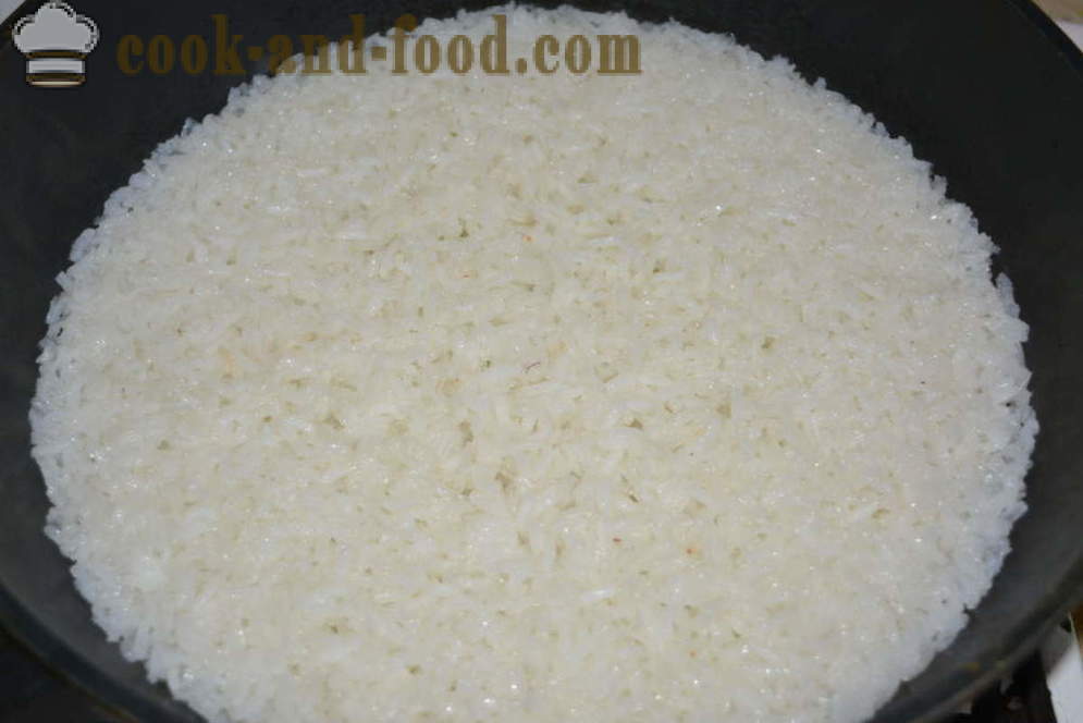 Hur man koka ris till garnering smulig - hur man lagar skarpa ris i en stekpanna, en steg för steg recept foton