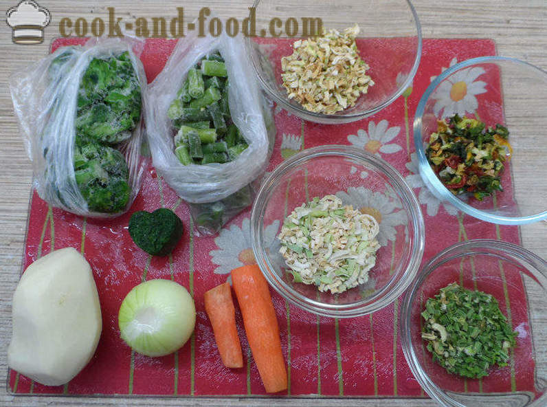 Grönsakssoppa - hur man lagar soppa av gröna grönsaker, en steg för steg recept foton