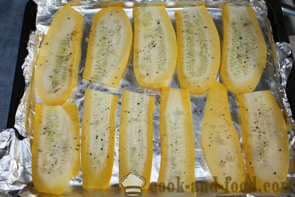 Bakad zucchini med kött och ost - som zucchini baka ugn, steg för steg recept foton