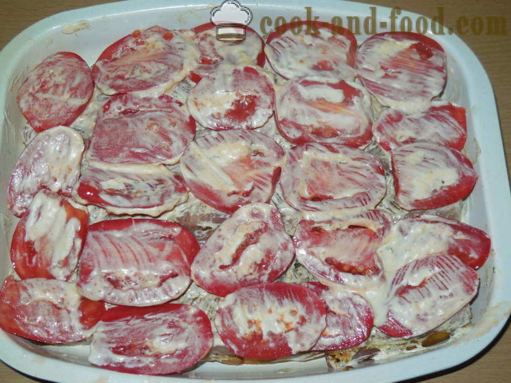 Aubergine bakat med kött och tomat - som bakat aubergine med kött i ugnen, med en steg för steg recept foton
