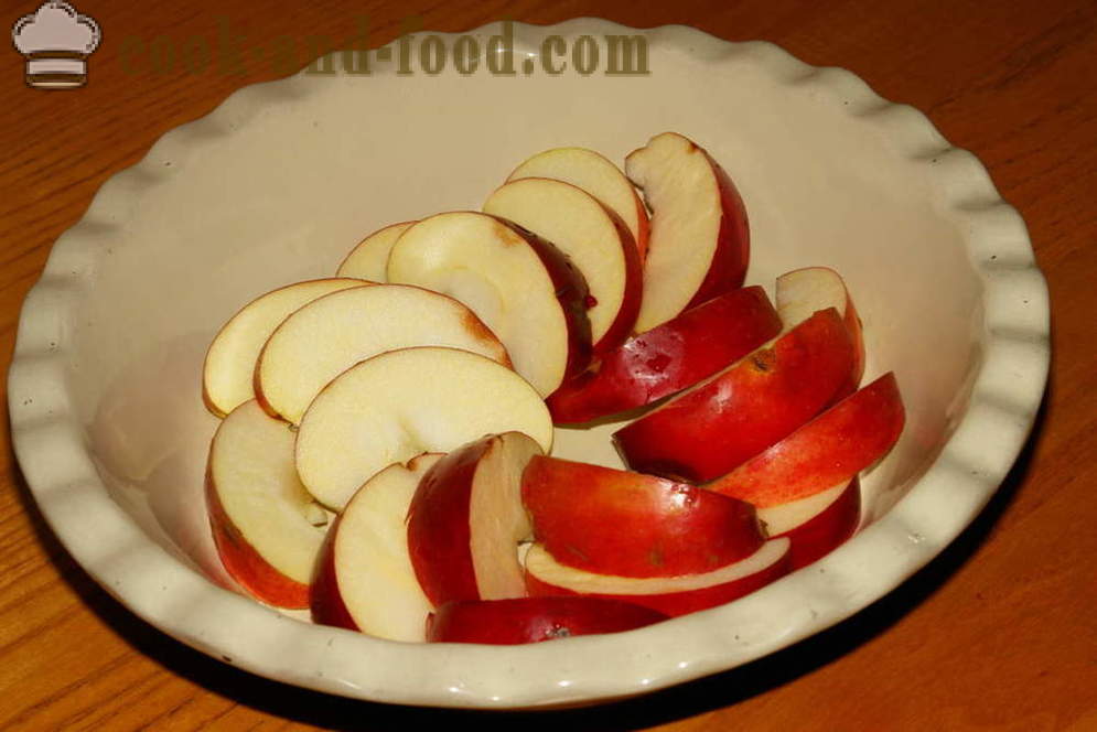 Sockerkaka med äpplen i ugnen - hur man lagar en sockerkaka med äpplen, ett steg för steg recept foton