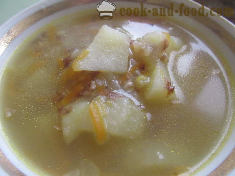 Bovete soppa med kycklingbuljong - hur man lagar bovete soppa med kyckling buljong, ett steg för steg recept foton