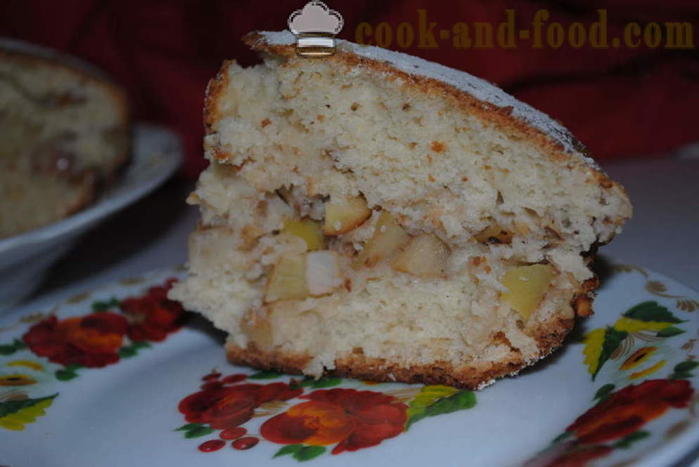 Pepparkakor tårta på kefir med äpplen och nötter - hur man lagar en kaka med kefir, en steg för steg recept foton