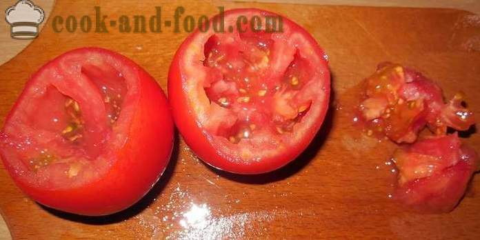 Original äggröra eller tomater i en läcker tomat med ägg och ost - hur man lagar äggröra, steg för steg recept foton