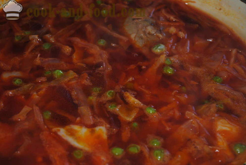 Borsch med rödbetor, kål och kött - hur man lagar soppa med rödbetor, med en steg för steg recept foton