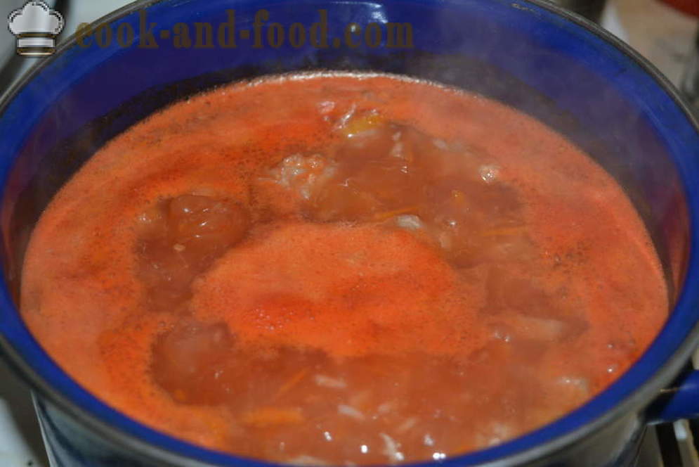 Tomatsoppa med köttbullar - hur man lagar tomatsoppa med köttbullar, med en steg för steg recept foton