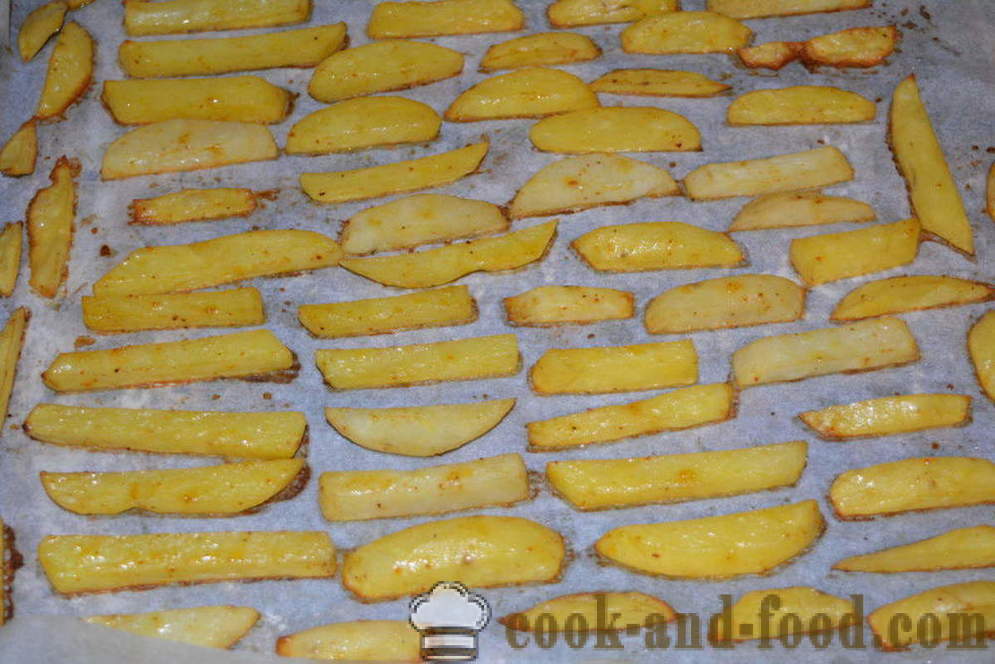 Krispiga pommes frites i ugnen - hur man lagar frites hemma, steg för steg recept foton