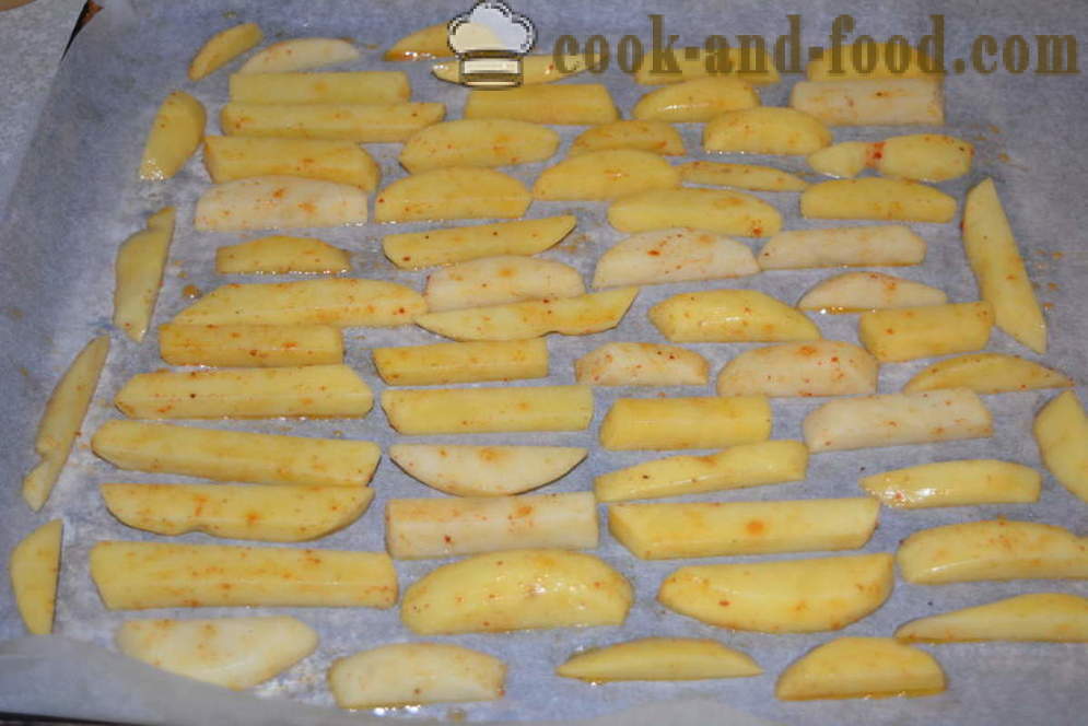 Krispiga pommes frites i ugnen - hur man lagar frites hemma, steg för steg recept foton