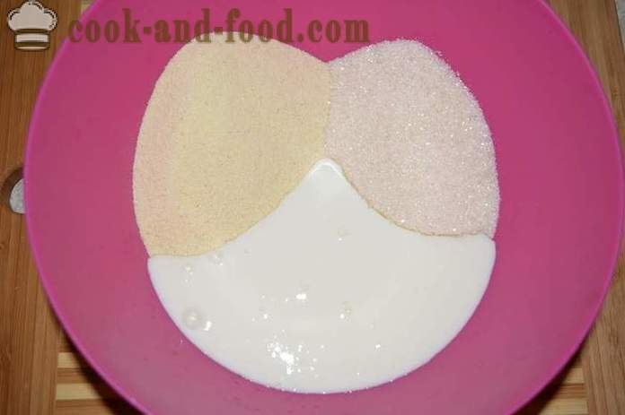 Manna på yoghurt med bär tranbär, bakade utan mjöl i ugnen - hur man förbereder yoghurt med manna i ugnen, med en steg för steg recept foton