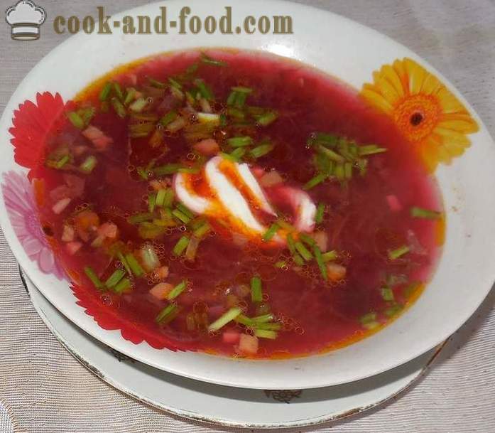 Classic, varm soppa rödbetssoppa med kött - hur man lagar rödbetssoppa, ett steg för steg recept foton