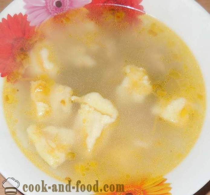 Soppa med klimpar i köttbuljong - Hur man gör dumplings ägg och mjöl - en steg för steg recept foton