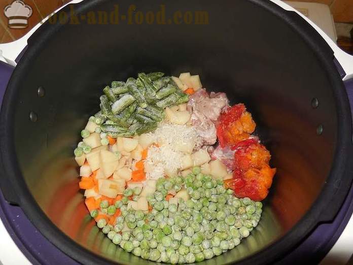 Läcker grönsakssoppa med kött i multivarka - ett steg för steg recept med bilder hur man lagar grönsakssoppa med frysta ärtor och gröna bönor