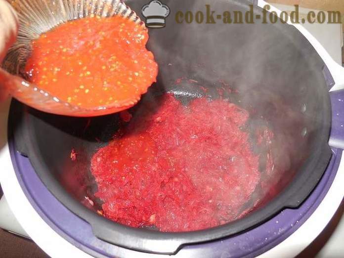 Klassisk ukrainska borsjtj med rödbetor, bönor och kött - en steg för steg recept med bilder hur man lagar soppa i multivarka.