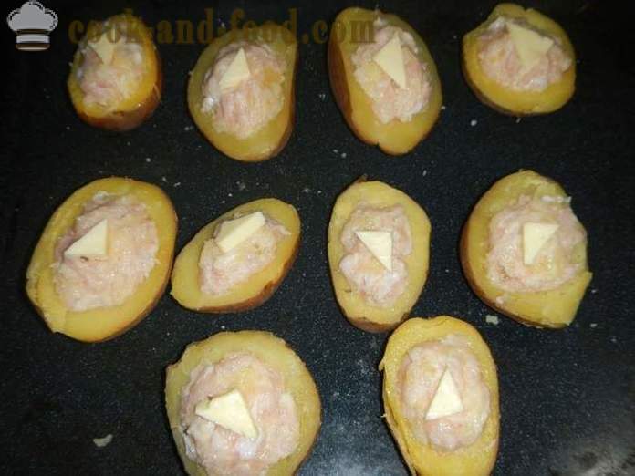 Bakad potatis med malet kött och ost - som bakad potatis i ugnen, recept steg för steg med bilder.