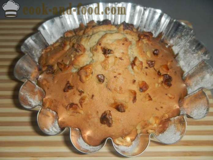 Enkel valnöt muffin på kefir - hur man lagar en tårta hemma, steg för steg recept med bilder.