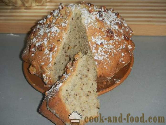 Enkel valnöt muffin på kefir - hur man lagar en tårta hemma, steg för steg recept med bilder.