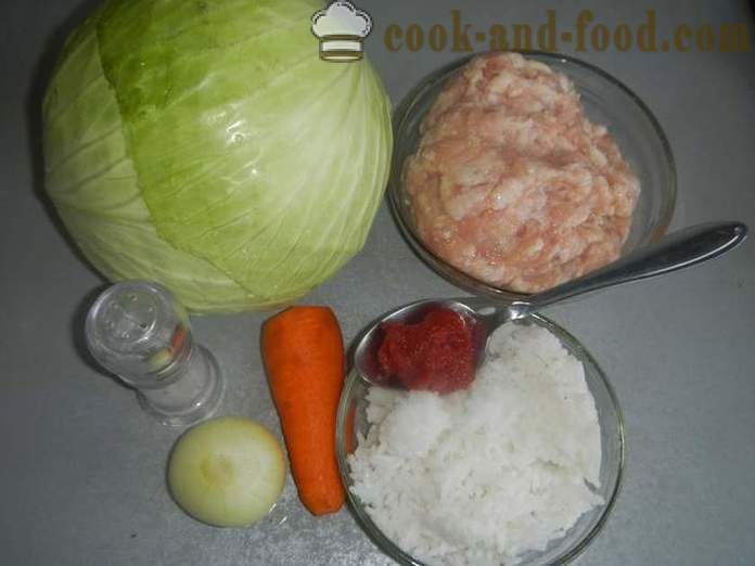 Läcker fylld med köttfärs, ris och tomatsås - hur man lagar kålrullar i multivarka, steg för steg recept med bilder.