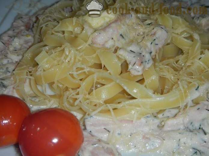 Nest av pasta med ostsås och stör. Hur man lagar pasta boet - recept med bilder, steg för steg.