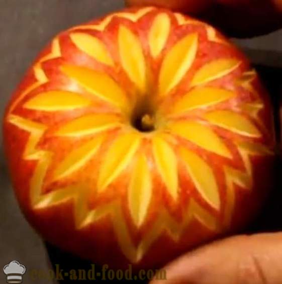 Frukt dekorationer för rätter, tårta, bord, eller lyfta ut av ett äpple med ett foto, video